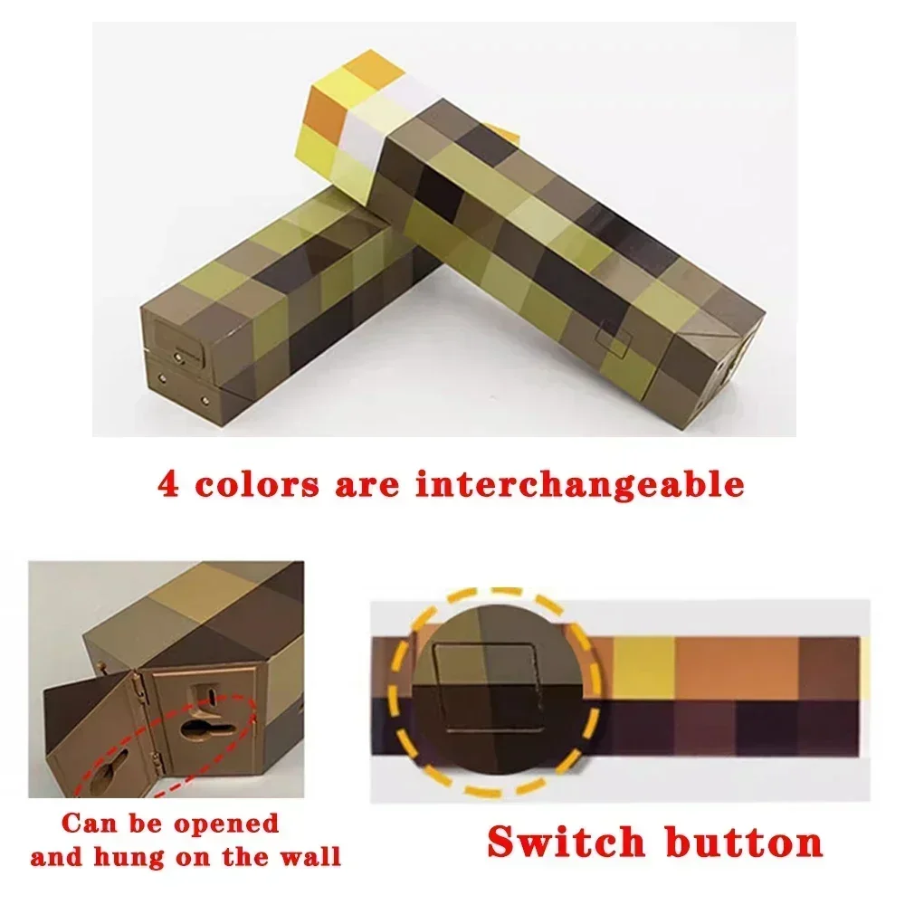 MC Game Torch Light Brownstone LED Night Light USB Rechargeable Bedroom Decoration Table Lamp Gift Lamp for Kids Bedside Lamp - Image 6